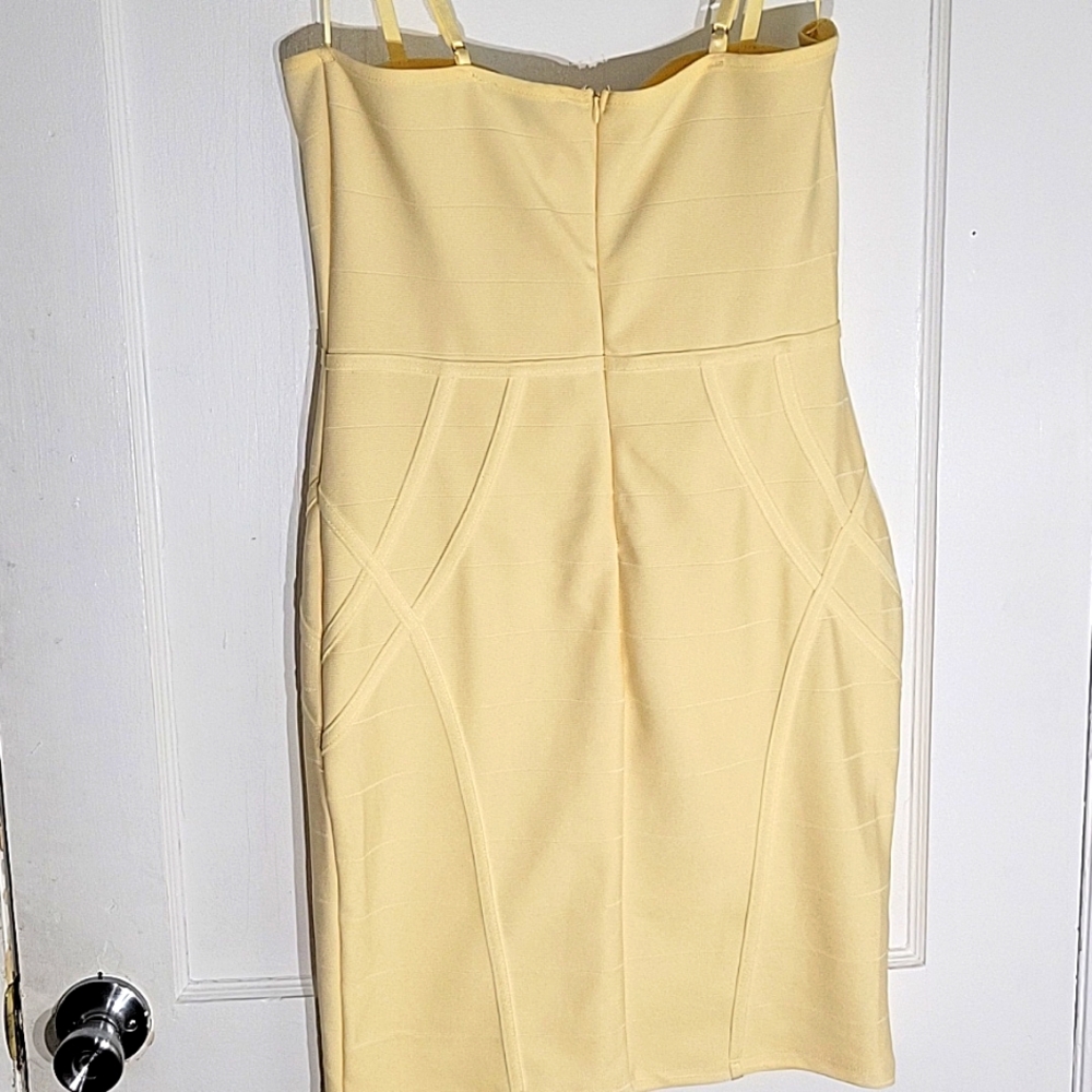 NWOT Haute Monde Yellow Spaghetti Strap Bandage Bodycon Dress🏖 - Picture 4 of 5